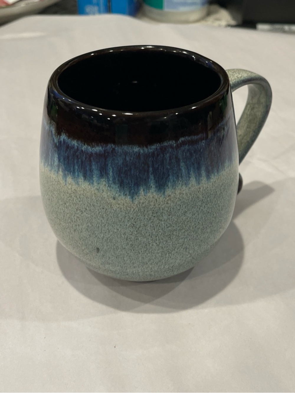Meritage Large Coffee Mug Mt Lexington Brown Tan Blue Abstract Design 20 oz